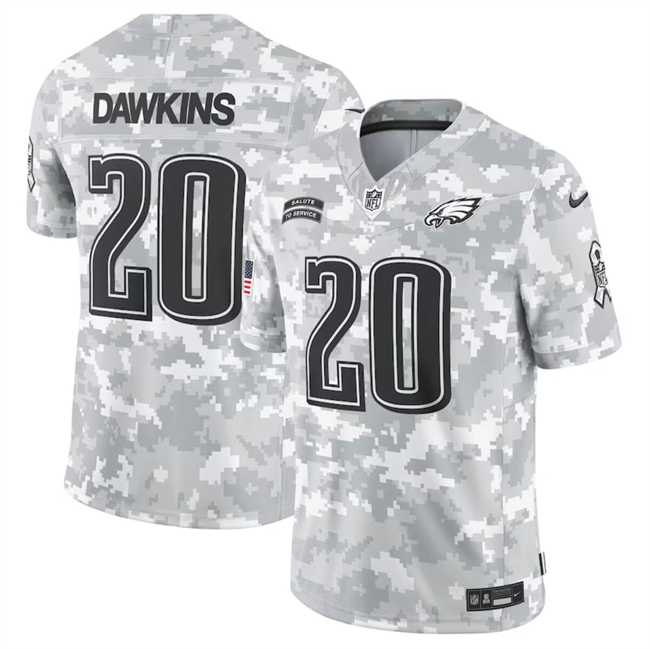 Men%27s Philadelphia Eagles #20 Brian Dawkins 2024 Arctic Camo Salute To Service Limited Stitched Jersey Dyin
